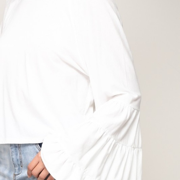👑 Host Pick 🔥 White Bell Sleeve Jersey Top - Picture 2 of 5